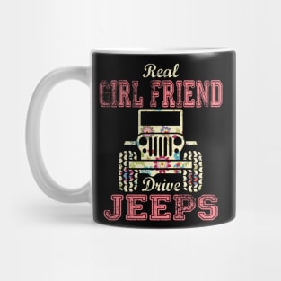 Real Girl Friend Drive Jeeps Cute Flower Jeep Floral Jeeps Women/Kid Jeep Lover Jeep Girl Mug